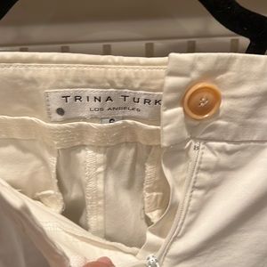 White cuffed wide leg pants